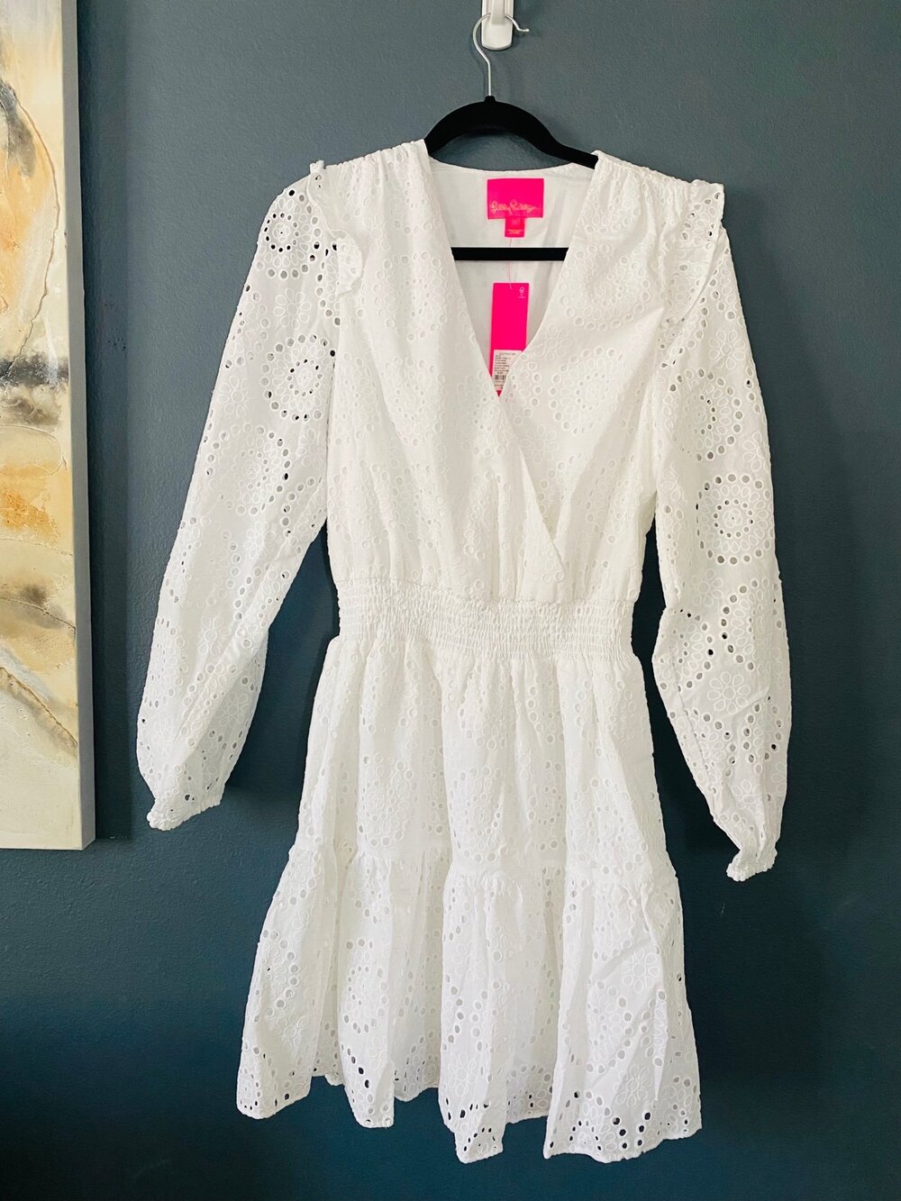Lilly Pulitzer womens taviana dress size 12 resort white circle bloom eyelet